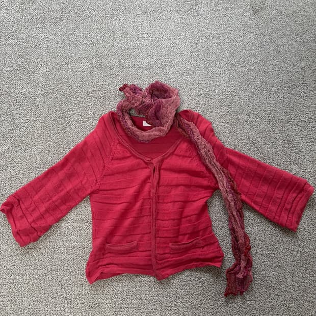 빈티지 스카프, 가디건 세트 