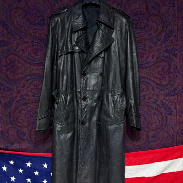 일본 더블 트렌치 레더 코트