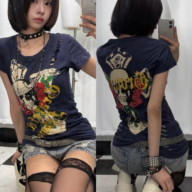 🎸네이비 프린팅 티셔츠🎸