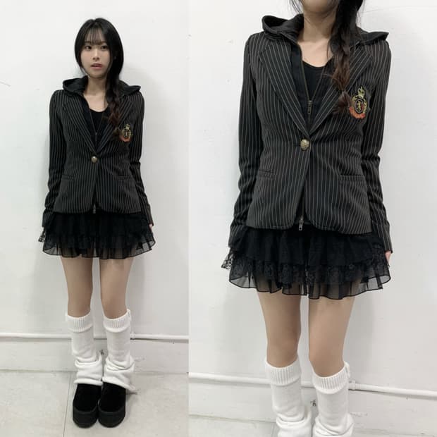 프레피룩 도쿄 스트라이프 후드 자켓