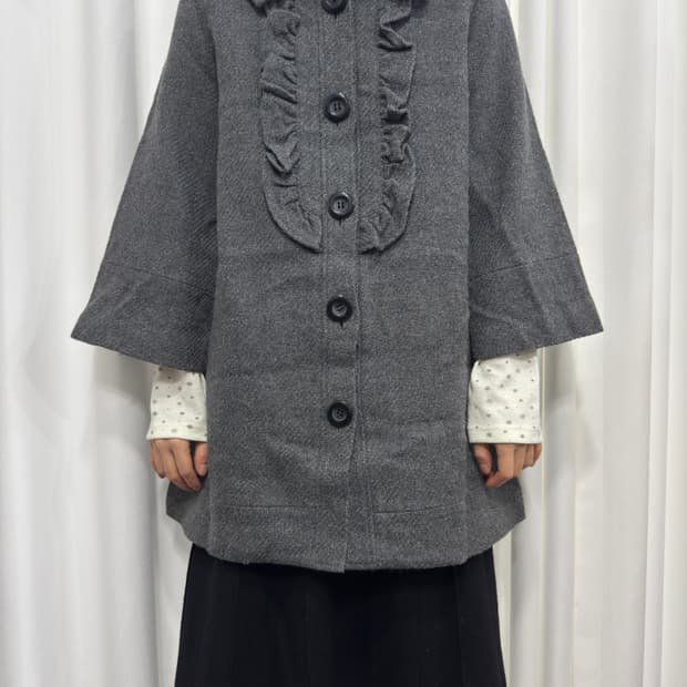 what’s new? gray frill detail coat