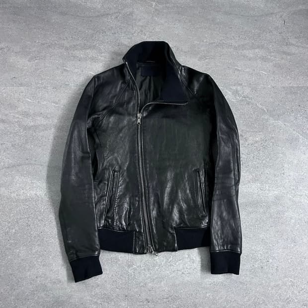 준 하시모토 사선 램스킨 레더 자켓