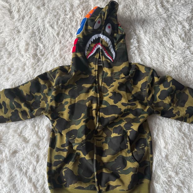 bape 샤크 후드 카모 녹계