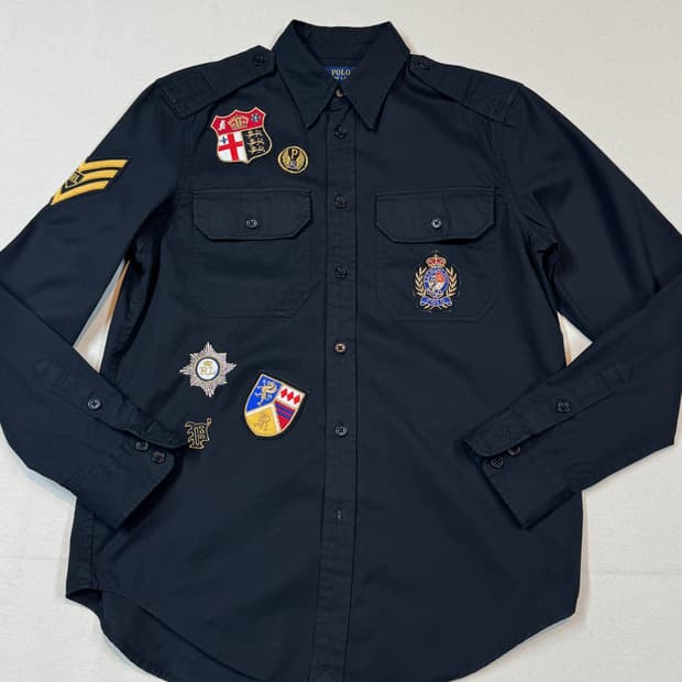 S) 폴로 랄프 로렌 멀티 엠블럼 밀리터리 커스텀 셔츠