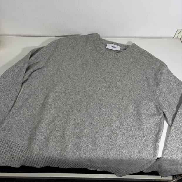 48 L 엘무드 멜란지그레이 루즈핏 울100% 라운드니트