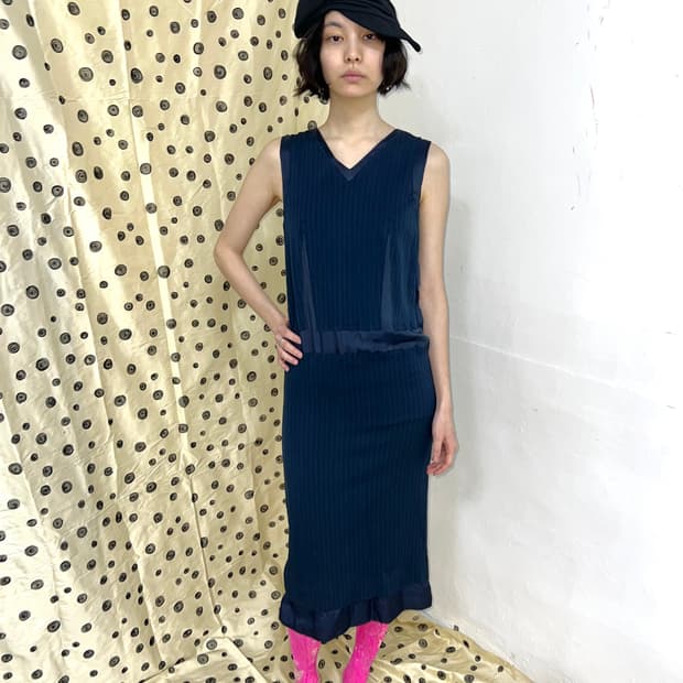 90s-00s 마틴 마르지엘라 아카이브 드롭 웨스트 핀스트라이프 원피스