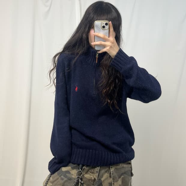 Polo Ralph Lauren navy half-zip knit
