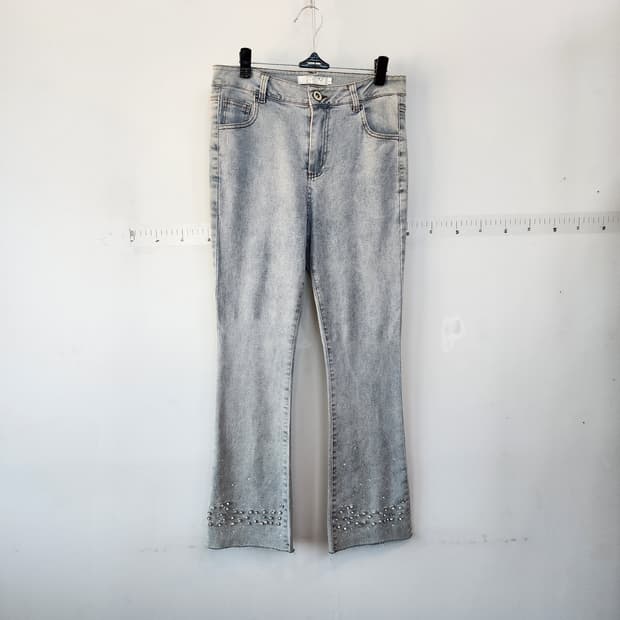 REYOO 청바지 연청 큐빅 장식