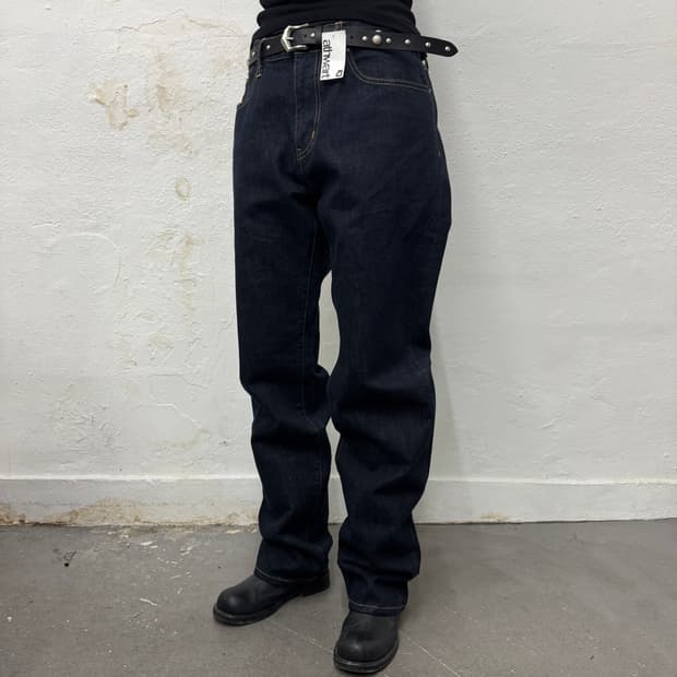 ZOZO 인디고블루컬러 코튼 루즈 스트레이트 데님 팬츠