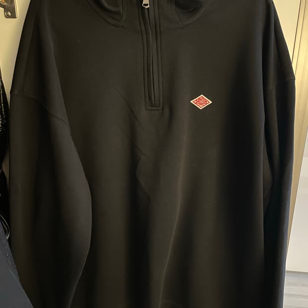 [Danton] 블랙 반집업 맨투맨