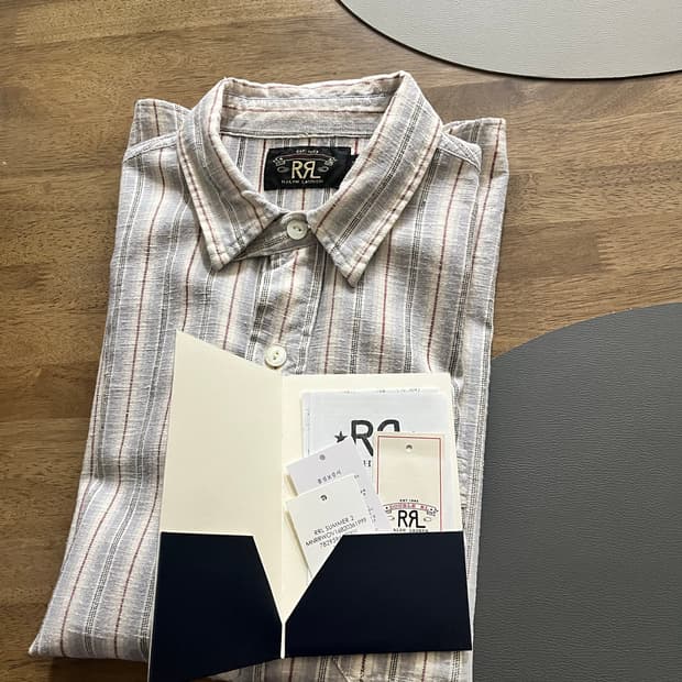 RRL더블알엘 스트라이프 트윌 팝오버 셔츠(s사이즈)