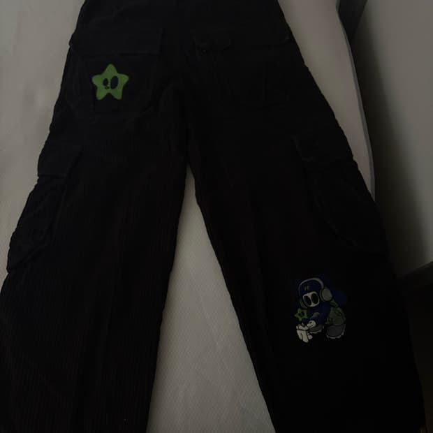 Zumiez 코튜로이 새깅 팬츠 카고 로우라이즈 바지 스티치 자수