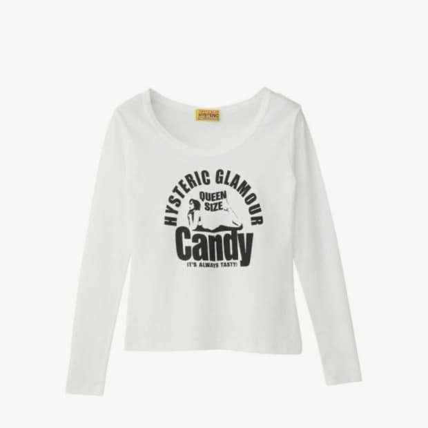 히스테릭 글래머 퀸 사이즈 캔디 치비 티셔츠 화이트