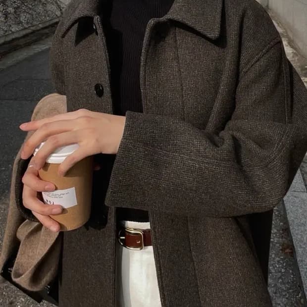 노멜렛 브레스트 울 오버 코트 차콜 40