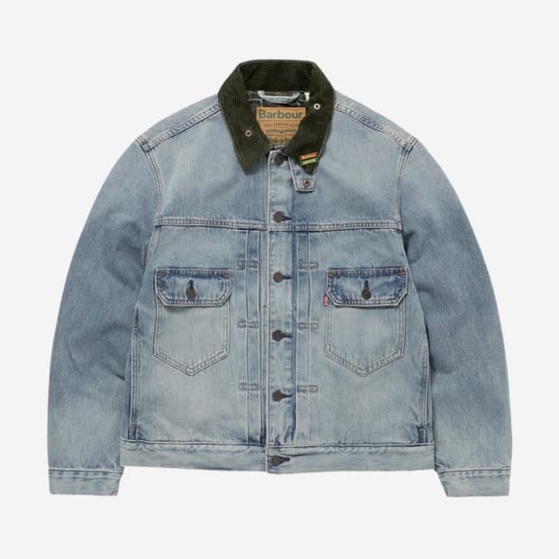 리바이스 x 바버 타입 II 트러커 자켓 빈티지 워시드 데님