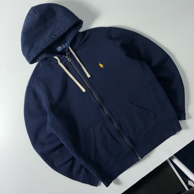 Polo  폴로 랄프로렌 자수 코튼 네이비 써멀 후드집업 