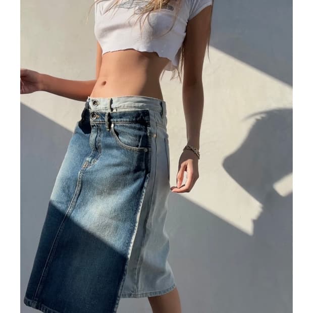 마르지엘라 데님 레이어드 스커트