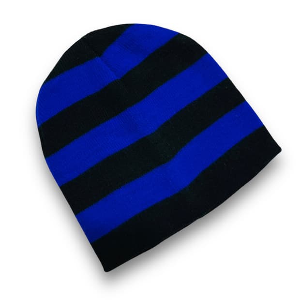 Punk Blue & Black stripe beanie