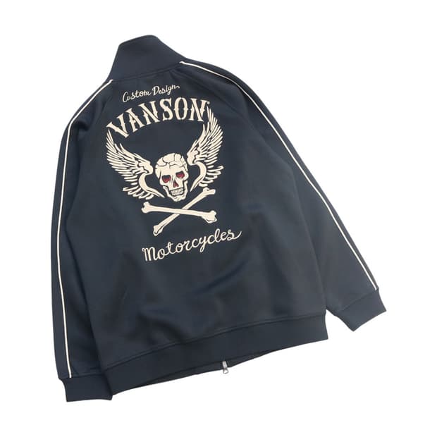 밴슨 본즈 스컬 자수 바이커 트랙탑 저지