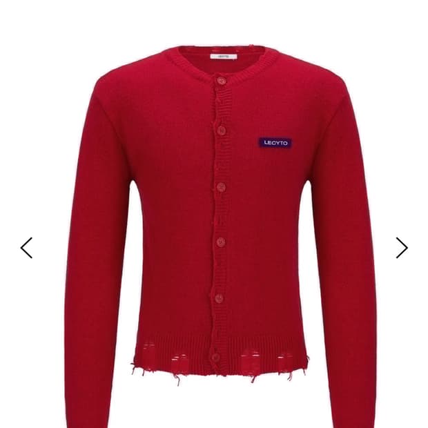 (새상품) 레씨토 디스트로이드 라운드 가디건 레드