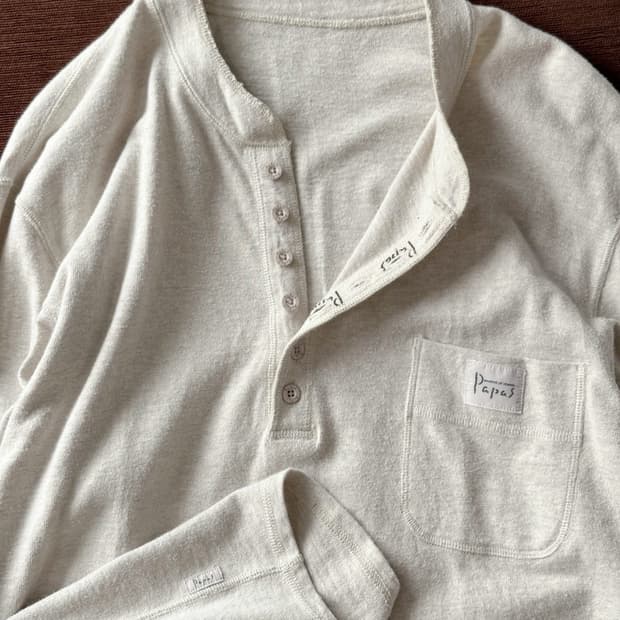 Natural cotton henry neck t-shirt