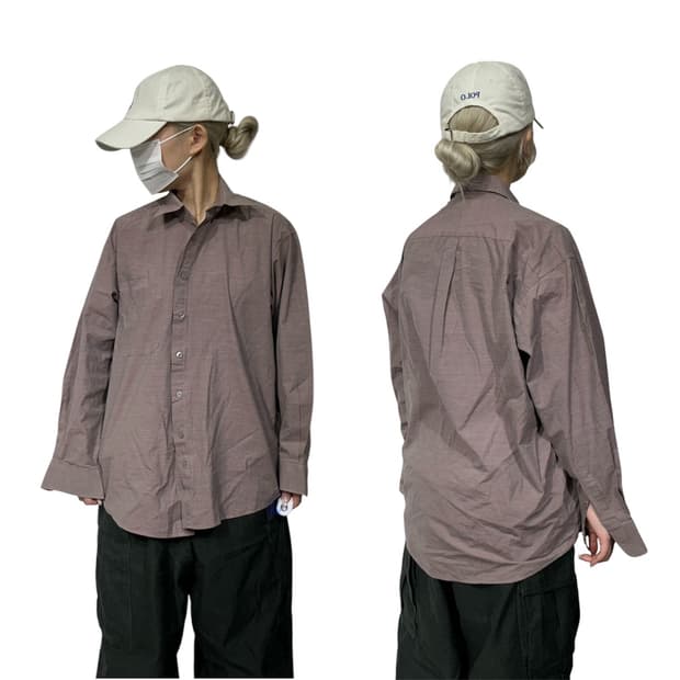 90s 입생로랑 브라운 버건디 오버핏 셔츠 M