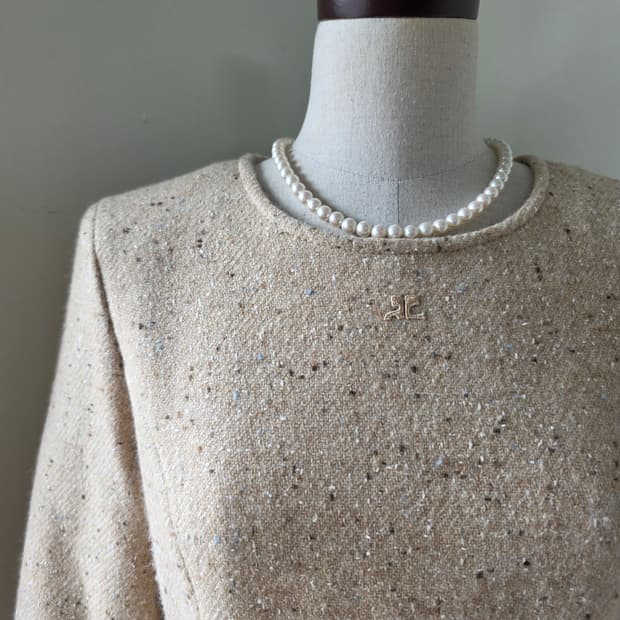 Courreges 꾸레쥬 보카시 울 트위드 원피스