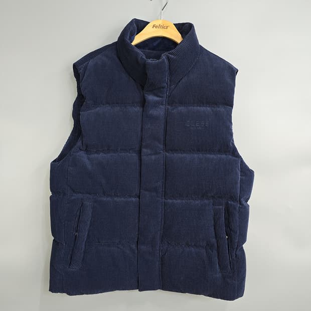 게스(GUESS) 코듀로이 덕다운 패딩 베스트 네이비 L