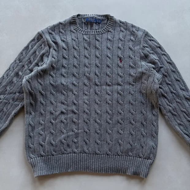 회색 폴로 랄프로렌 꽈배기 니트 XL