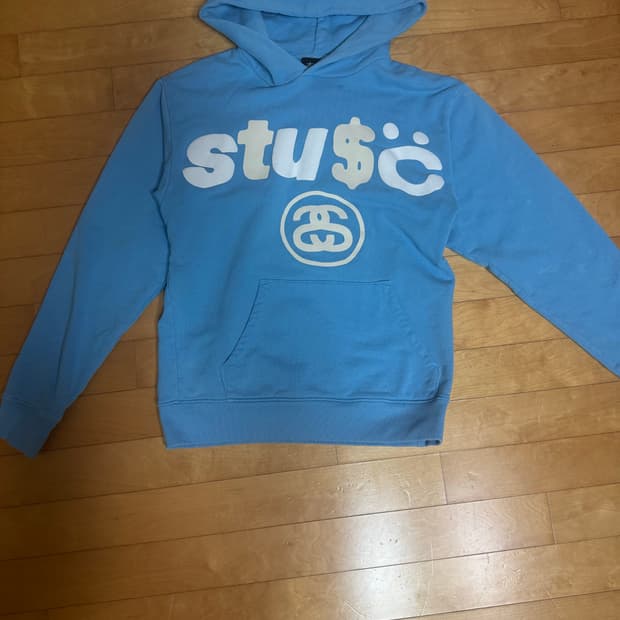 스투시 x CPFM 8볼 피그먼트 다이드 후드 블루