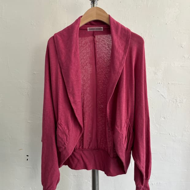 TSUMORI CHISATO 츠모리치사토 핑크컬러 코튼 오픈 카라 가디건