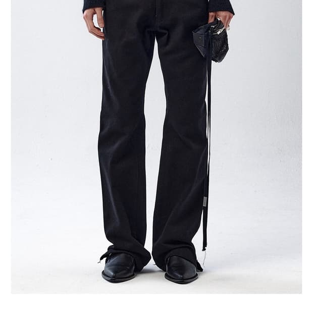 HALEINE COTTON TWILL BOOTCUT PANTS BLACK