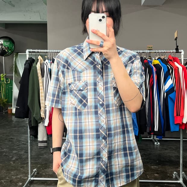 랭글러 웨스턴 체크 셔츠 