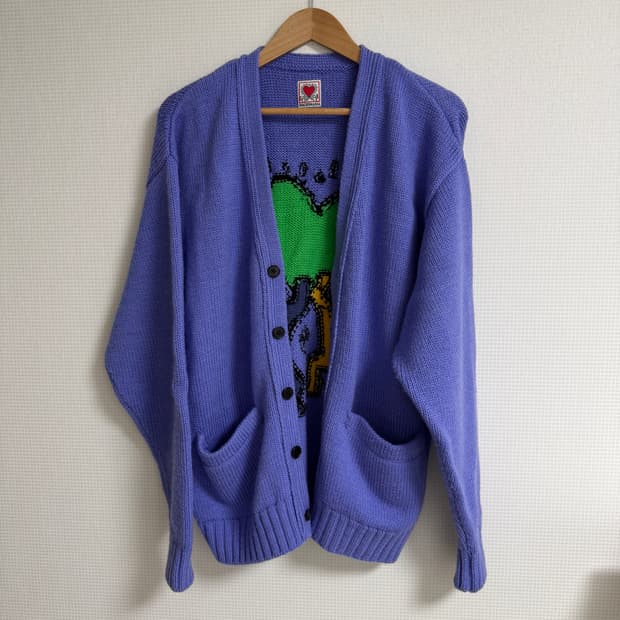 와코마리아 키스해링 울 가디건