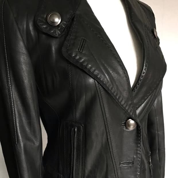 Vintage Stitched Lambskin Leather Blazer