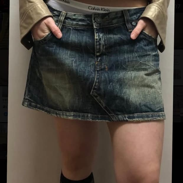 빈티지 데님 펑크 로우라이즈 스커트