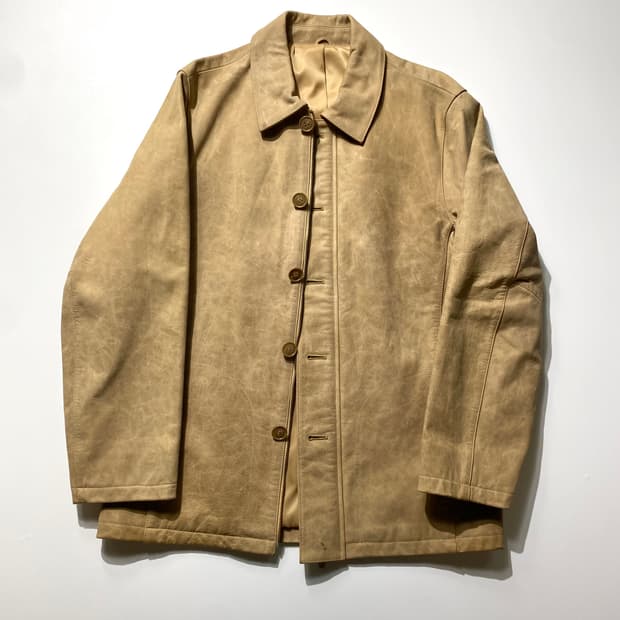 [L] Vintage 빈티지 리얼레더 카 코트