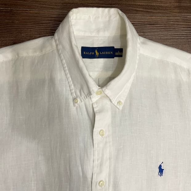 폴로 랄프로렌 린넨 반팔 셔츠 화이트
