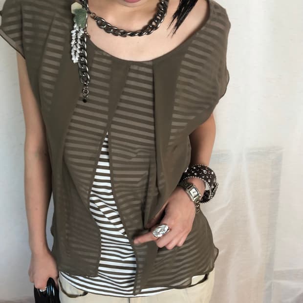 stripe layered blouse