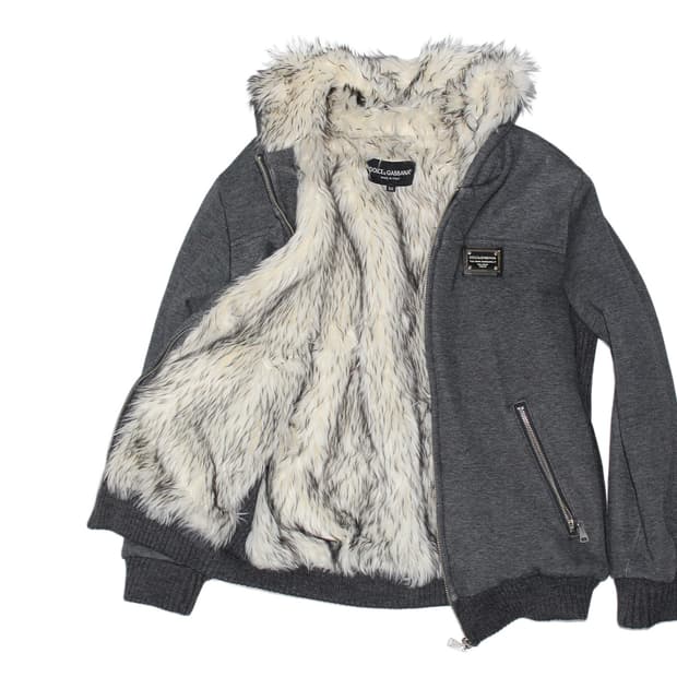 00s DOLCE & GABBANA Wolf Fur Zip Hoodie