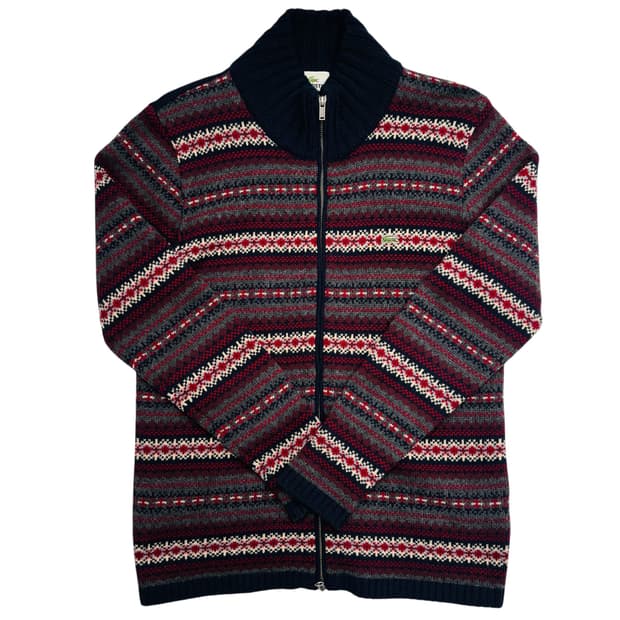 라코스테 페어아일 패턴 투웨이 니트 집업 XL