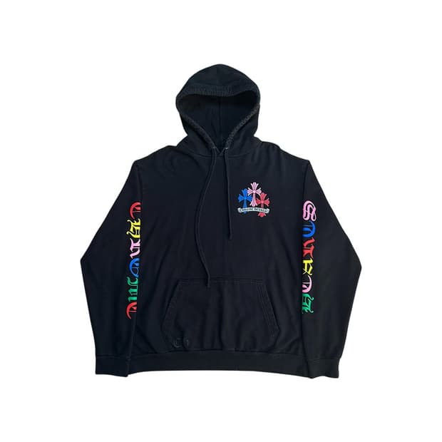 크롬하츠 멀티 컬러 크로스 세메터리 후디 블랙