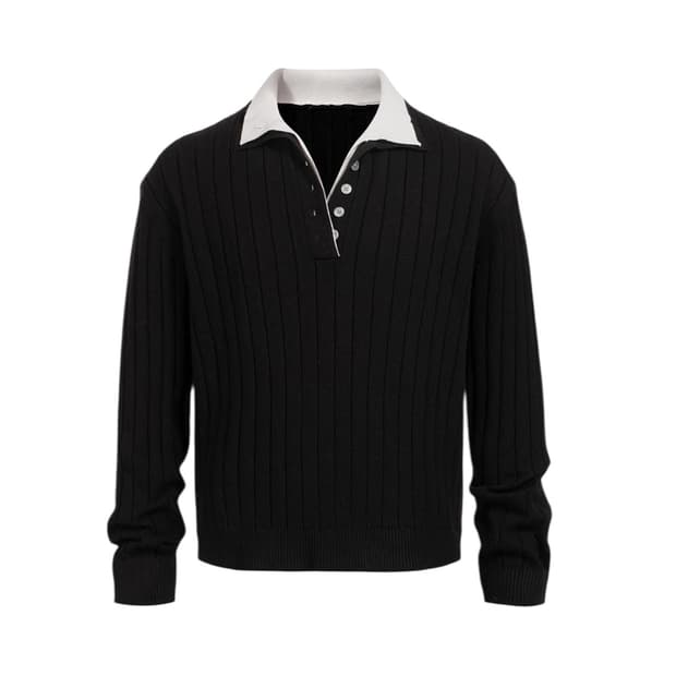 Double Neckline Two-Way Knit Pullover