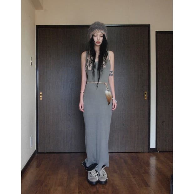 new* 제임스펄스 립코튼 슬림핏 원피스