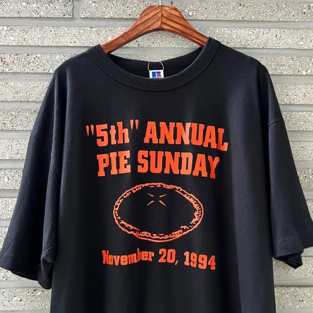 [2XL]90's 러셀 USA Made 파이 선데이 싱글스티치 티셔츠