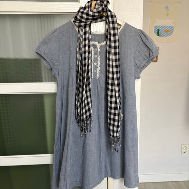 블랙 체크 스카프