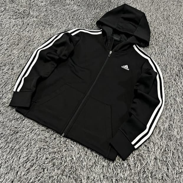 아디다스 블랙 여자 후드 져지집업 90/S