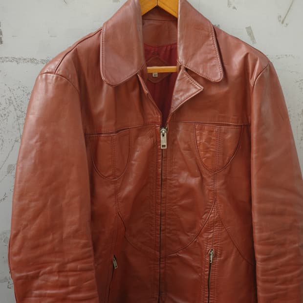 70s 히피 레더 패널 자켓