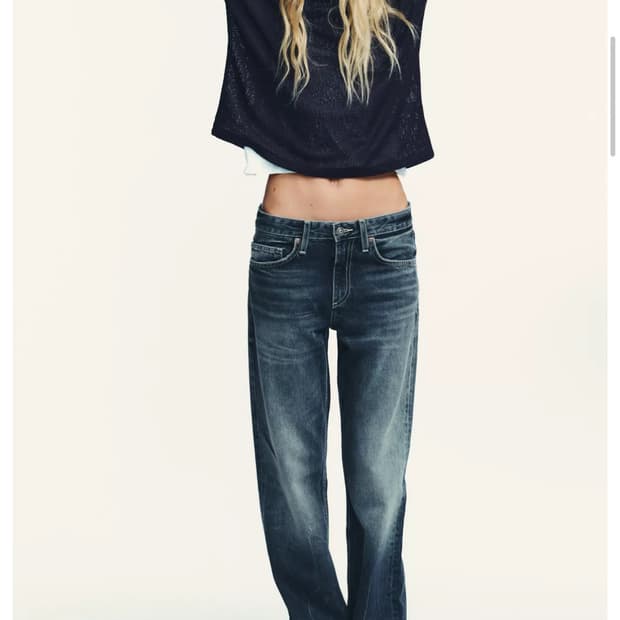 자라 로우라이즈 와이드레그 진 진청 데님 청바지