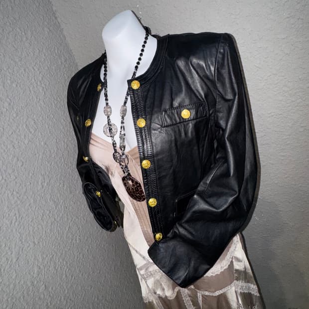 빈티지 크롭 레더재킷 